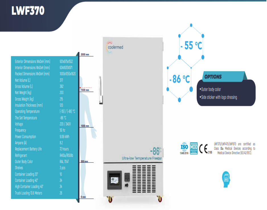 Congélateur vertical -80°C + système de fermeture sécurisé LWF370